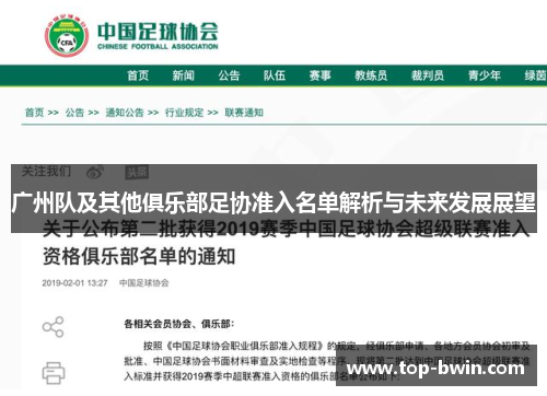 广州队及其他俱乐部足协准入名单解析与未来发展展望